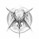 Create a minimal tattoo design featuring a majestic dragon flying over a landscape inspired by the game Skyrim tattoo design idea