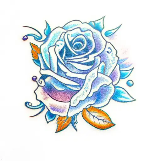 Name "Marelys" with blue roses tattoo design idea