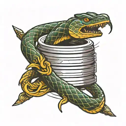 Traditional style tattoo of a snake coiled around a Japanese samurai sword, representing strength and resilience tattoo design idea
