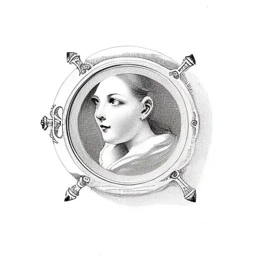antique hand mirror tattoo design idea