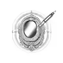 antique hand mirror tattoo design idea
