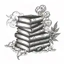 A tattoo of a stack of books with smoke rising from the top, symbolizing your love for reading and smoking weed tattoo design idea