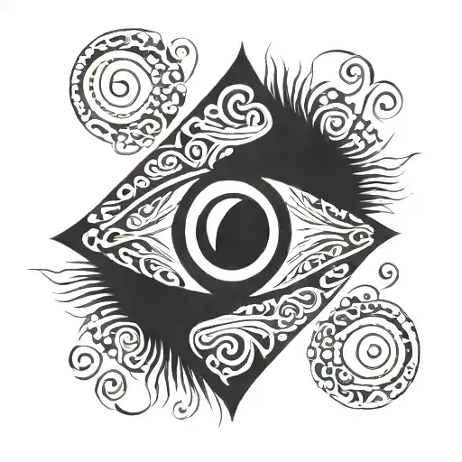 tribal eye good luck tattoo design idea