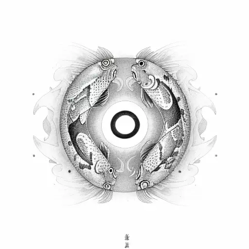yin and yang koi fish tattoo design idea