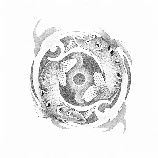 yin and yang koi fish tattoo design idea