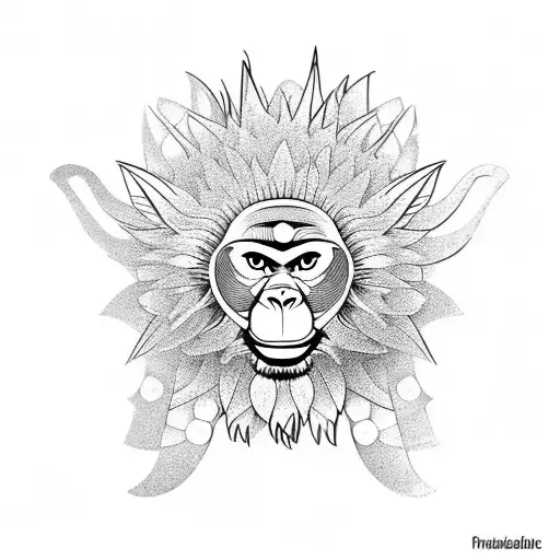 monkey daisy tattoo design idea