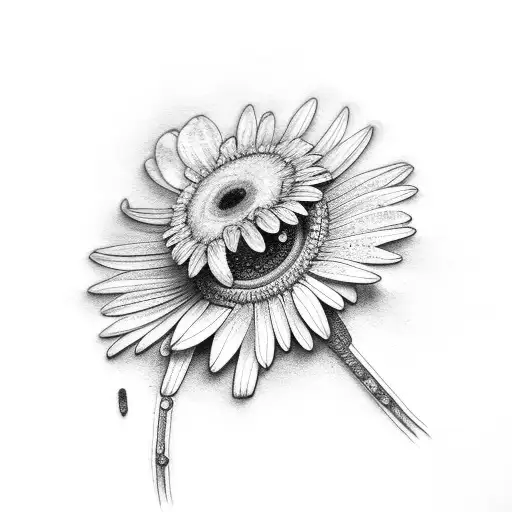 monkey with daisy tattoo design idea