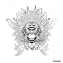 monkey daisy tattoo design idea