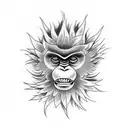 monkey daisy tattoo design idea