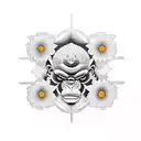 monkey daisy tattoo design idea