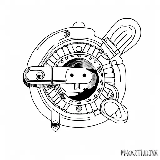 moon with lock (padlock) tattoo design idea