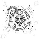 moon with lock (padlock) tattoo design idea
