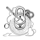 moon with lock (padlock) tattoo design idea