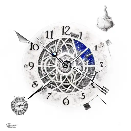 A shattered clock and the god of time tattoo design idea