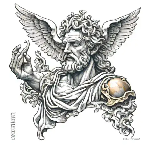 zeus like marble stature tattoo design idea