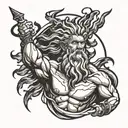 Zeus holding a lightning bolt tattoo design idea