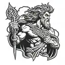 Zeus holding a lightning bolt tattoo design idea