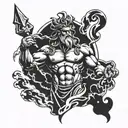 Zeus holding a lightning bolt tattoo design idea