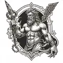 Zeus holding a lightning bolt tattoo design idea