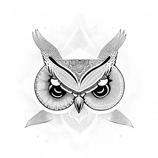 owl eyes in between mandala art  tattoo design idea
