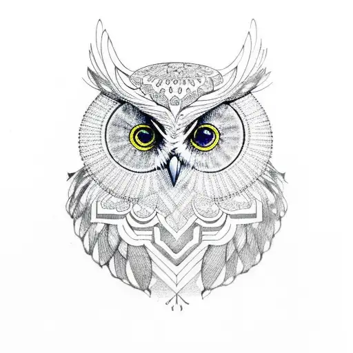 owl eyes in between mandala art  tattoo design idea