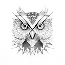 owl eyes in between mandala tattoo design idea