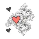 3 tiny black hearts with 2 tiny black hearts under it tattoo design idea