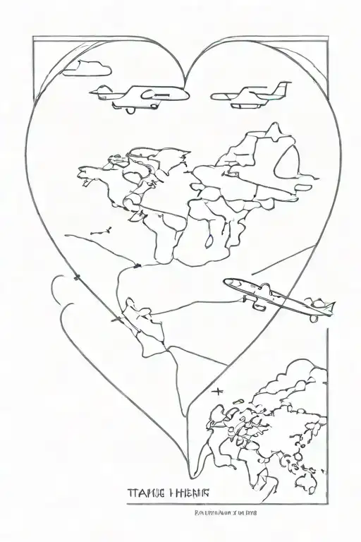 travel heart plane backpacker quotes tattoo design idea