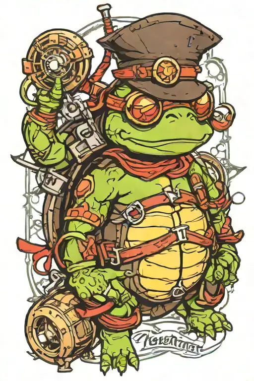 teenage mutant ninja turtle steampunk tattoo design idea