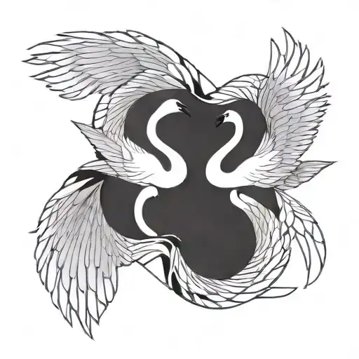 2 swans upside down, awarness acceptance surrender  tattoo design idea