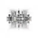 Create a realistic portrait of the Las Vegas skyline using sheet metal patterns tattoo design idea
