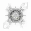 Create a realistic portrait of the Las Vegas skyline using sheet metal patterns tattoo design idea