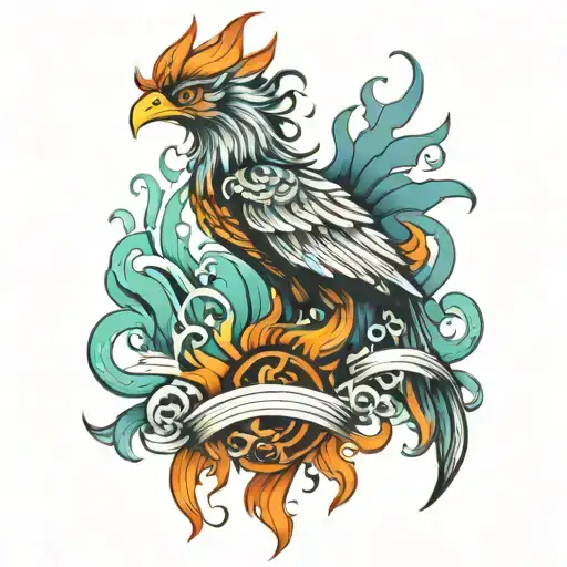 blazing phoenix rising tattoo design idea