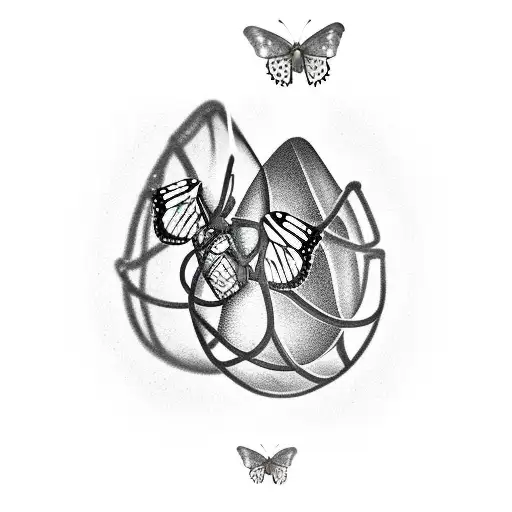 butterfly and cocoon tattoo design idea