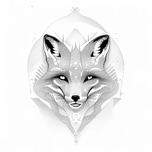 fox oriental tattoo design idea