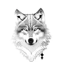 wolf with two wolf cubs tattoo design idea