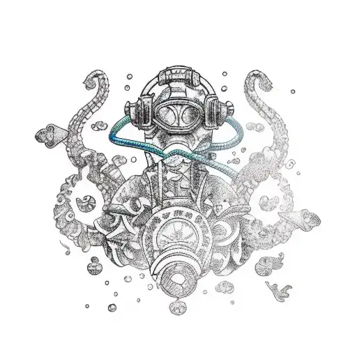 sailor scuba caretta tattoo design idea