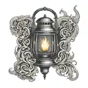 lantern with flames and smoke, dark, bray Wyatt tattoo design idea