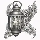 lantern with flames and smoke, dark, bray Wyatt tattoo design idea