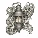 lantern with flames and smoke, dark, bray Wyatt tattoo design idea