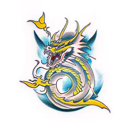 Dragon wolf tattoo design idea