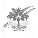 Palm tree with Gull tattoo design idea