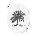 Palm tree with Gull tattoo design idea