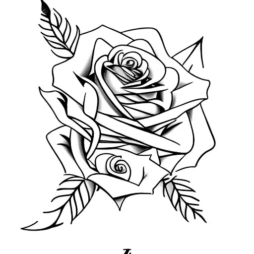Rose and name  tattoo design idea