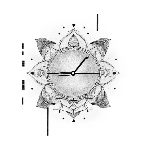 Broken Clock with Lotus tattoo design idea