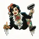 girl from the blink 182 state of enema album cover in an american traditional tattoo tattoo design idea