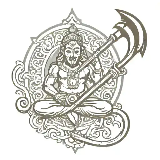 om and axe inspired by parshuram tattoo design idea