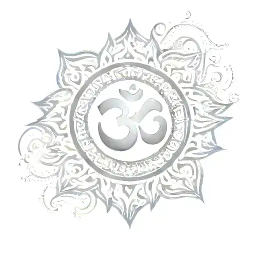 om symbol surrounded by sun rays tattoo design idea