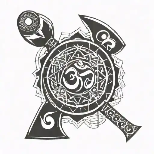 om symbol and axe inspired by parshuram tattoo design idea