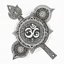 om symbol and axe inspired by parshuram tattoo design idea